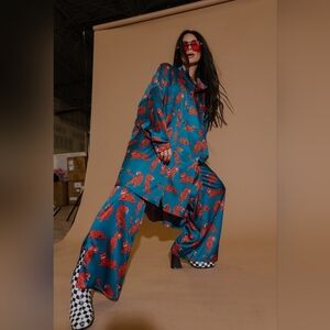 Lala Satin Playsuit in Wild Woman Sz Med